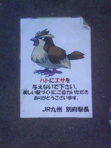 Do not feed the birds or pokemon