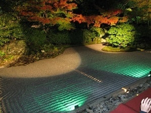 Zen gardens at night in Kyoto